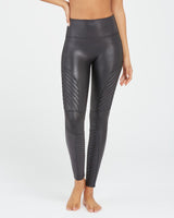 Faux Leather Moto Leggings - Very Black