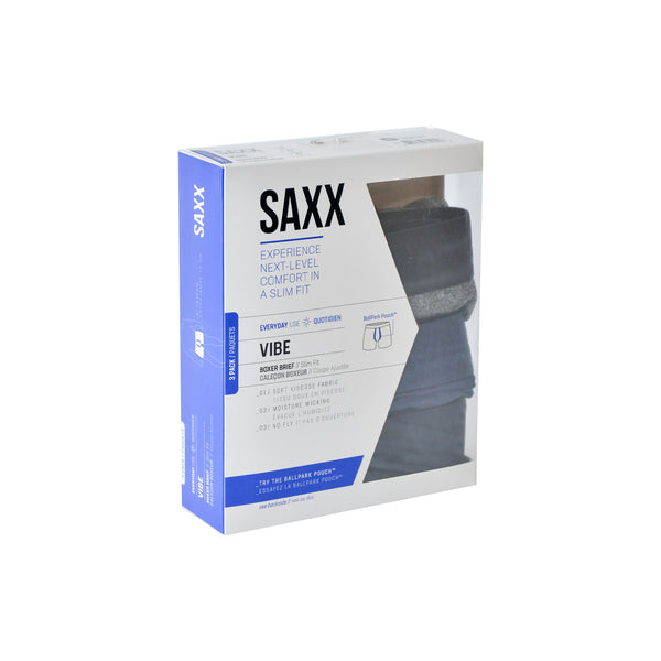 Saxx Vibe Boxer Brief 3PK - Black/Grey/Blue
