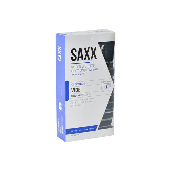 Saxx Vibe Boxer Brief - Black Coast Stripe